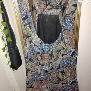 Ambiance Black and Blue Paisley Backless Top